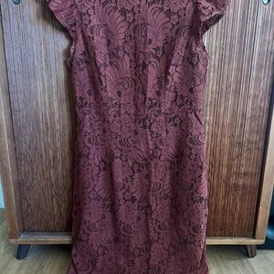 Elegant Lace Dress in Burnt Orange/Burgundy
